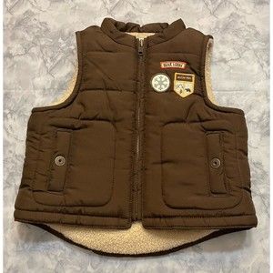 Janie and Jack Brown Baby Boy Puffer Vest Jacket, Size 6-12 months